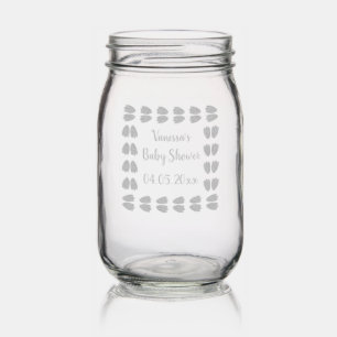 Cute Blue Baby Boy Bunny Feet Easter Baby Shower Mason Jar