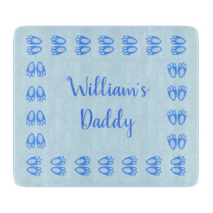 Cute Blue Baby Boy Bunny Feet Easter Custom Cutting Board