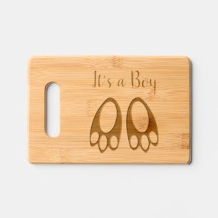 Cute Blue Baby Boy Bunny Feet Easter Custom Engraved Cutting Board