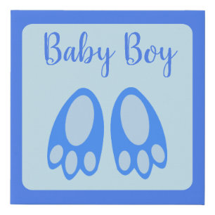 Cute Blue Baby Boy Bunny Feet Easter Custom Faux Canvas Print
