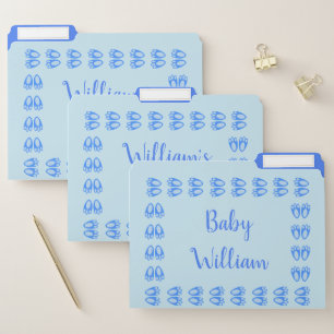Cute Blue Baby Boy Bunny Feet Easter Custom File Folder