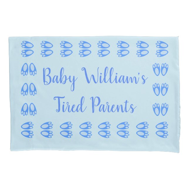 Cute Blue Baby Boy Bunny Feet Easter Custom Pillow Case (Front)