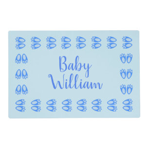 Cute Blue Baby Boy Bunny Feet Easter Custom Placemat