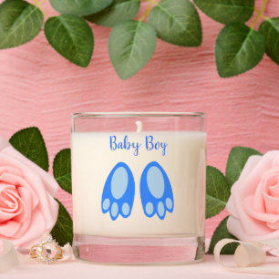 Cute Blue Baby Boy Bunny Feet Easter Custom Scented Candle