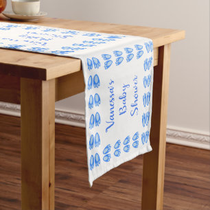Cute Blue Baby Boy Bunny Feet Easter Custom Short Table Runner