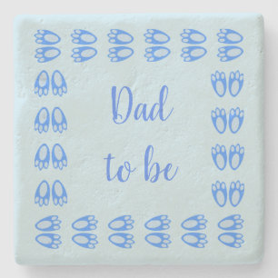 Cute Blue Baby Boy Bunny Feet Easter Dad to Be Stone Coaster