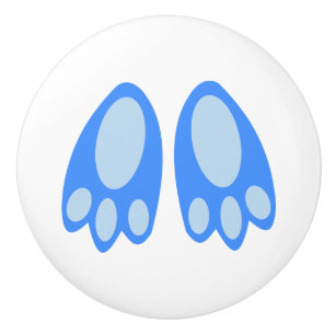 Cute Blue Baby Boy Bunny Feet Easter Nursery Ceramic Knob