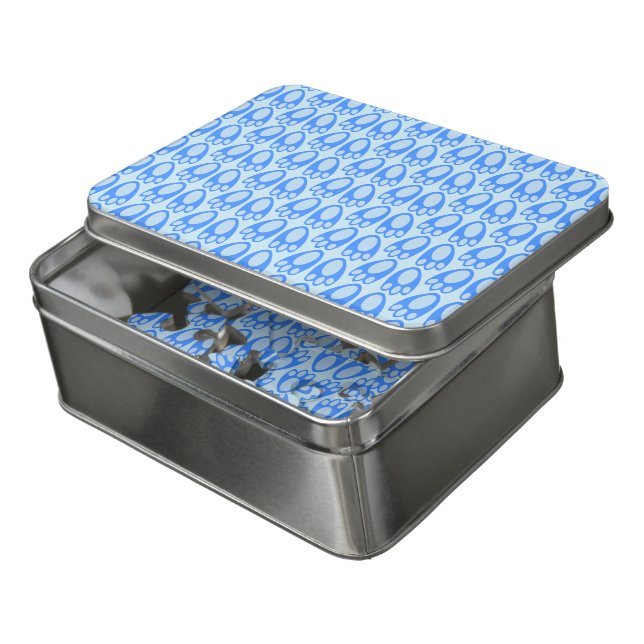 Cute Blue Baby Boy Bunny Feet Easter Patterned Jigsaw Puzzle (Lid Open)