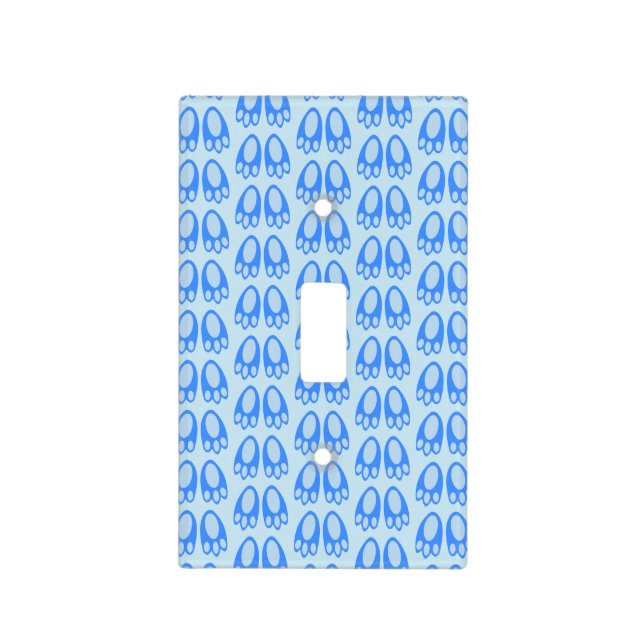 Cute Blue Baby Boy Bunny Feet Easter Patterned Light Switch Cover (Front)