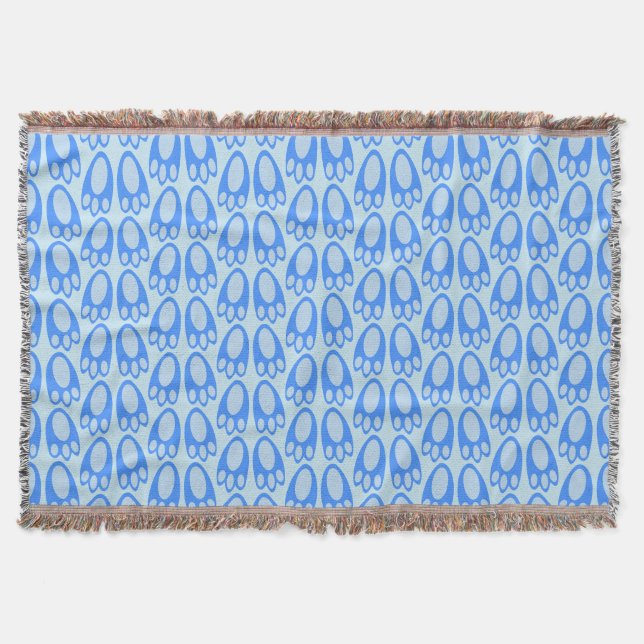 Cute Blue Baby Boy Bunny Feet Easter Patterned Throw Blanket (Front)