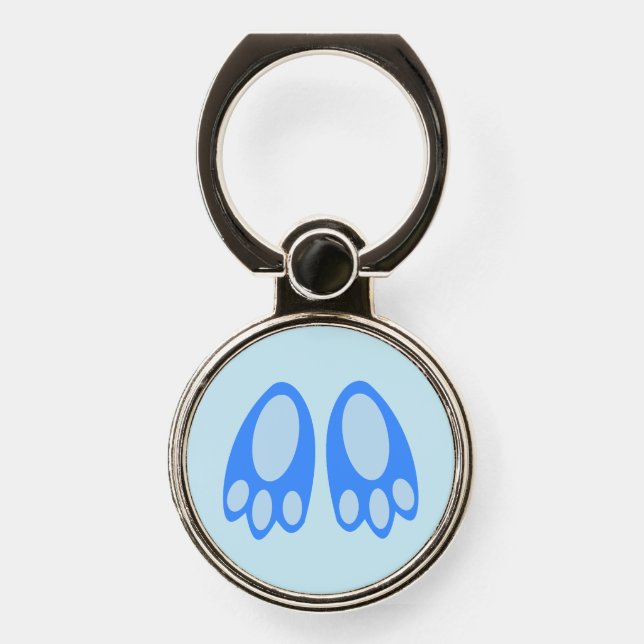 Cute Blue Baby Boy Bunny Feet Easter Phone Ring Stand (Front)