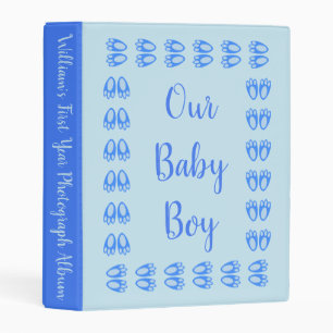 Cute Blue Baby Boy Bunny Feet Easter Photo Album Mini Binder