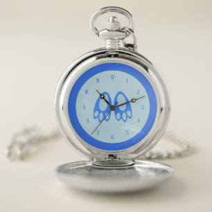 Cute Blue Baby Boy Bunny Feet Easter Pocket Watch