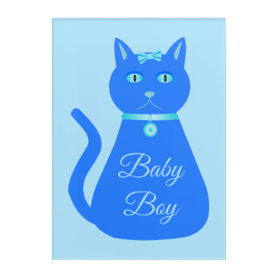 Cute Blue Baby Boy Cat Custom Acrylic Print