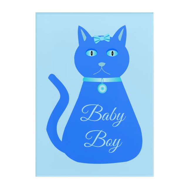 Cute Blue Baby Boy Cat Custom Acrylic Print (Front)