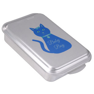 Cute Blue Baby Boy Cat Custom Baby Shower Cake Pan