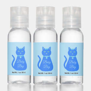 Cute Blue Baby Boy Cat Custom Baby Shower Hand Sanitizer