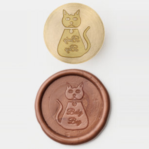 Cute Blue Baby Boy Cat Custom Baby Shower Wax Seal Stamp