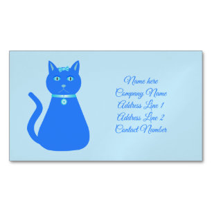 Cute Blue Baby Boy Cat Custom Business Card Magnet