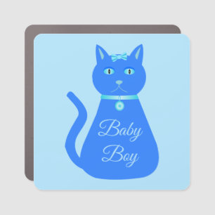 Cute Blue Baby Boy Cat Custom Car Magnet
