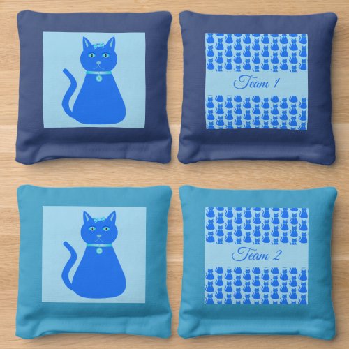 Cute Blue Baby Boy Cat Custom Cornhole Bags