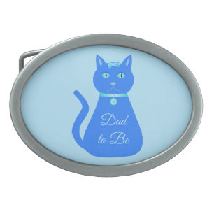 Cute Blue Baby Boy Cat Custom Dad to Be Belt Buckle