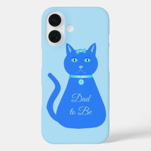 Cute Blue Baby Boy Cat Custom Dad to Be iPhone 16 Case