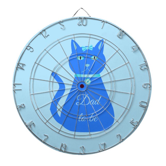 Cute Blue Baby Boy Cat Custom Dad to Be Dart Board (Front)
