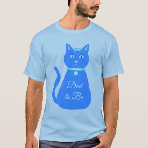 Cute Blue Baby Boy Cat Custom Dad to Be T-Shirt