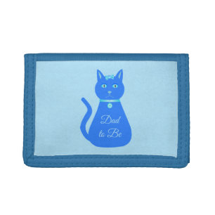Cute Blue Baby Boy Cat Custom Dad to be Tri-fold Wallet