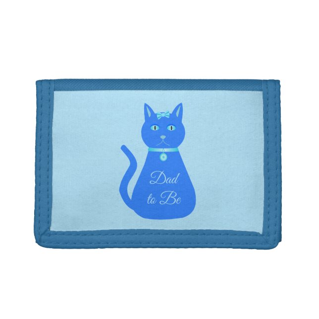 Cute Blue Baby Boy Cat Custom Dad to be Trifold Wallet (Front)