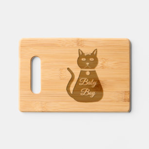 Cute Blue Baby Boy Cat Custom Engraved Cutting Board