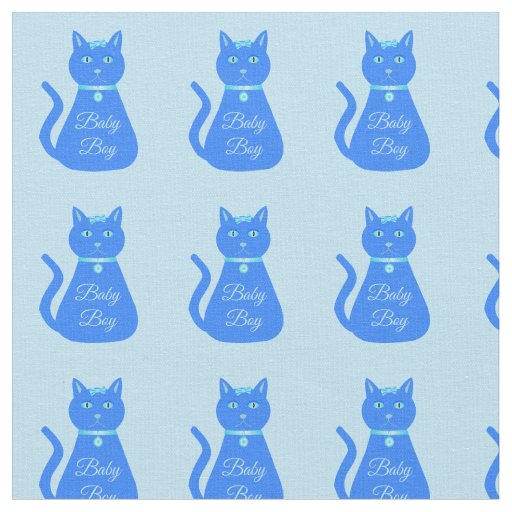 Cute Blue Baby Boy Cat Custom Fabric