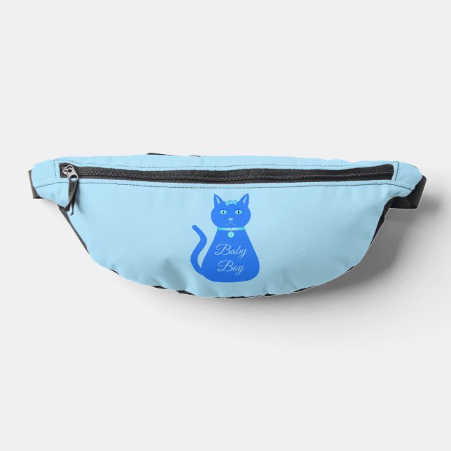 Cute Blue Baby Boy Cat Custom Fanny Pack (Lay Down)