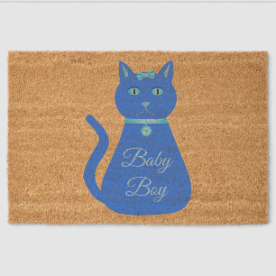 Cute Blue Baby Boy Cat Custom Fiber Doormat