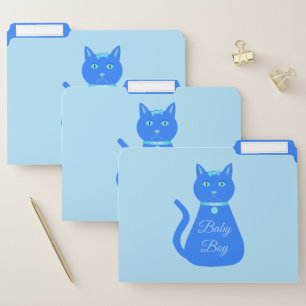 Cute Blue Baby Boy Cat Custom File Folder