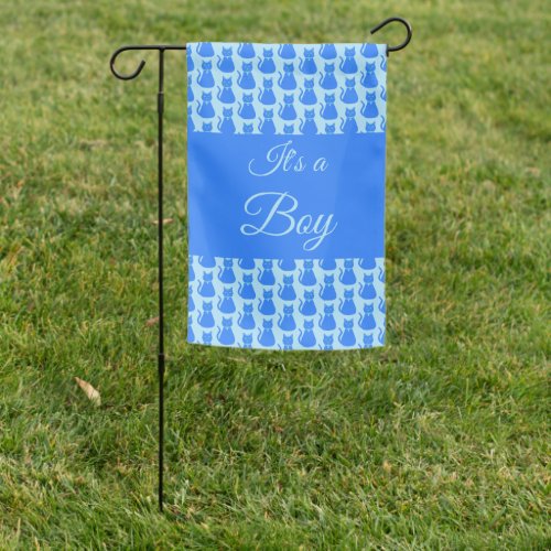 Cute Blue Baby Boy Cat Custom Gender Reveal Garden Flag