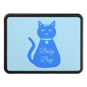 Cute Blue Baby Boy Cat Custom Gender Reveal Hitch Cover