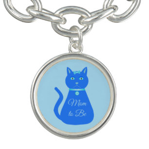 Cute Blue Baby Boy Cat Custom Mom to Be Bracelet