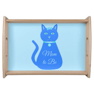 Cute Blue Baby Boy Cat Custom Mom to Be Serving Tray