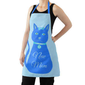 Cute Blue Baby Boy Cat Custom New Mom Apron