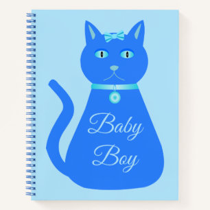 Cute Blue Baby Boy Cat Custom Notebook