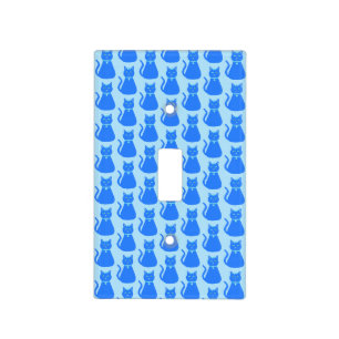 Cute Blue Baby Boy Cat Custom Patterned Nursery Light Switch Cover