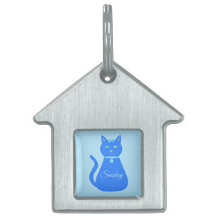 Cute Blue Baby Boy Cat Custom Pet ID Tag