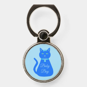 Cute Blue Baby Boy Cat Custom Phone Ring Stand