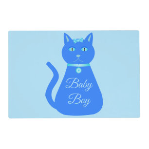 Cute Blue Baby Boy Cat Custom Placemat