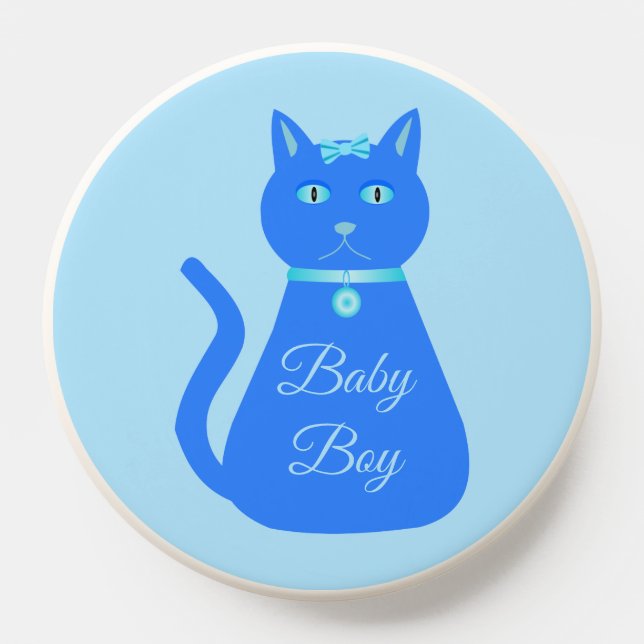 Cute Blue Baby Boy Cat Custom PopSocket (Popsocket)