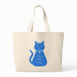 Cute Blue Baby Boy Cat Custom Proud New Mom Large Tote Bag