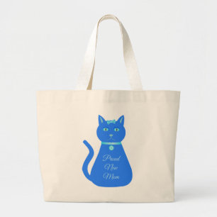 Cute Blue Baby Boy Cat Custom Proud New Mom Large Tote Bag