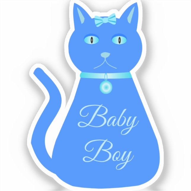 Cute Blue Baby Boy Cat Custom Sticker (Front)